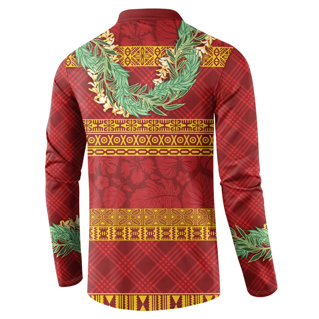 Hawai'i Paniolo Maile Twisted Lei Button Sweatshirt Hilo Royal Red