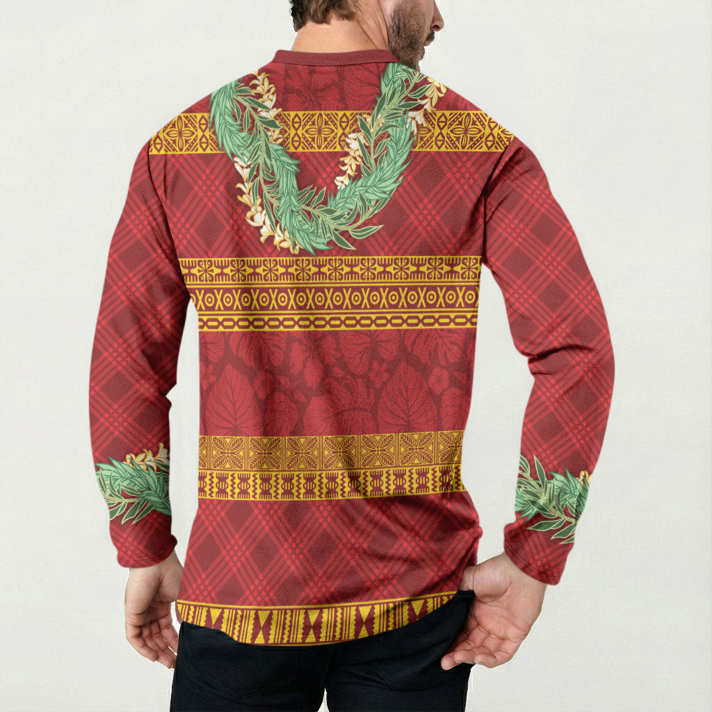Hawai'i Paniolo Maile Twisted Lei Button Sweatshirt Hilo Royal Red