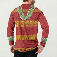 Hawai'i Paniolo Maile Twisted Lei Button Sweatshirt Hilo Royal Red