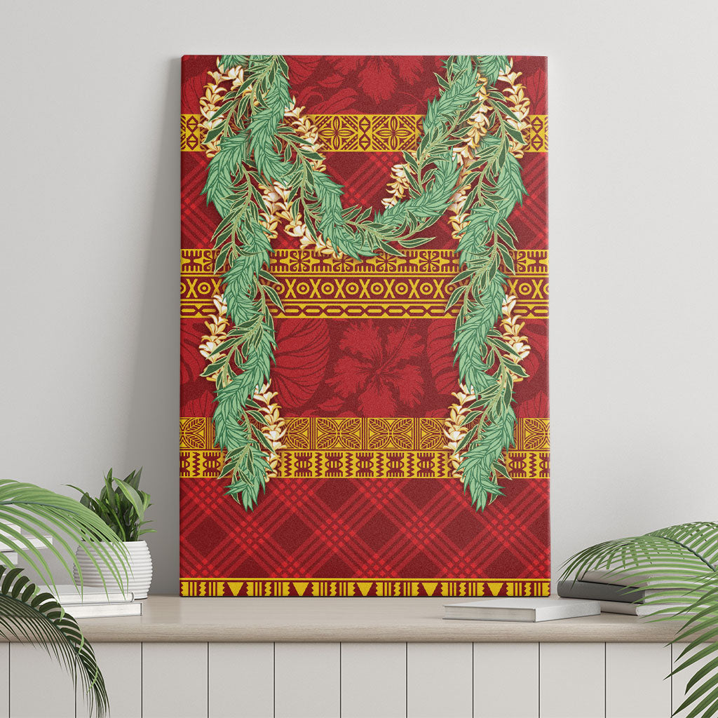 Hawai'i Paniolo Maile Twisted Lei Canvas Wall Art Hilo Royal Red
