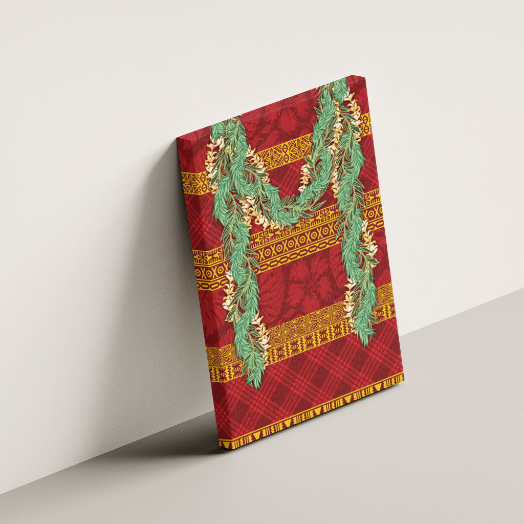 Hawai'i Paniolo Maile Twisted Lei Canvas Wall Art Hilo Royal Red