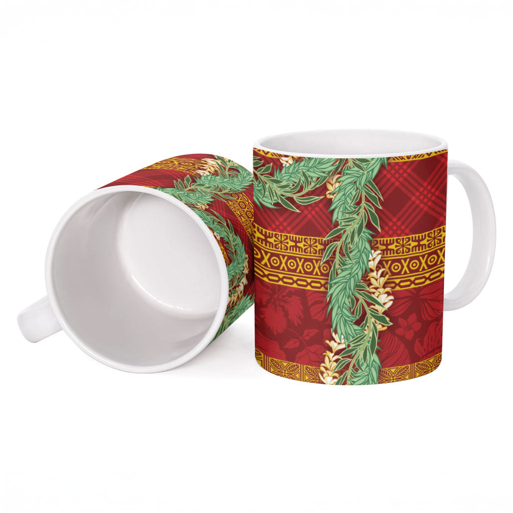 Hawai'i Paniolo Maile Twisted Lei Ceramic Mug Hilo Royal Red
