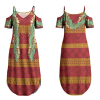 Hawai'i Paniolo Maile Twisted Lei Couples Matching Summer Maxi Dress and Long Sleeve Button Shirt Hilo Royal Red