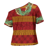 Hawai'i Paniolo Maile Twisted Lei Cross Shoulder Shirt Hilo Royal Red