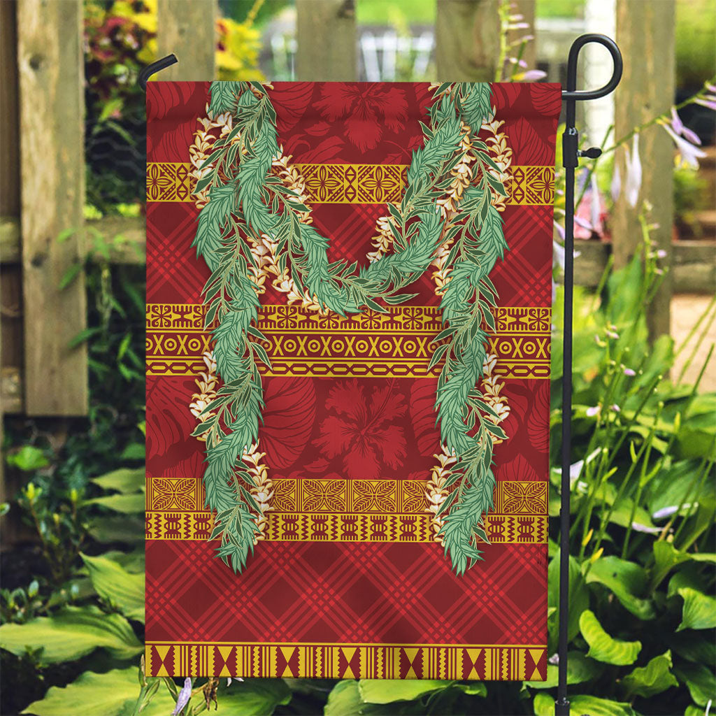 Hawai'i Paniolo Maile Twisted Lei Garden Flag Hilo Royal Red LT7 Garden Flag Red - Polynesian Pride