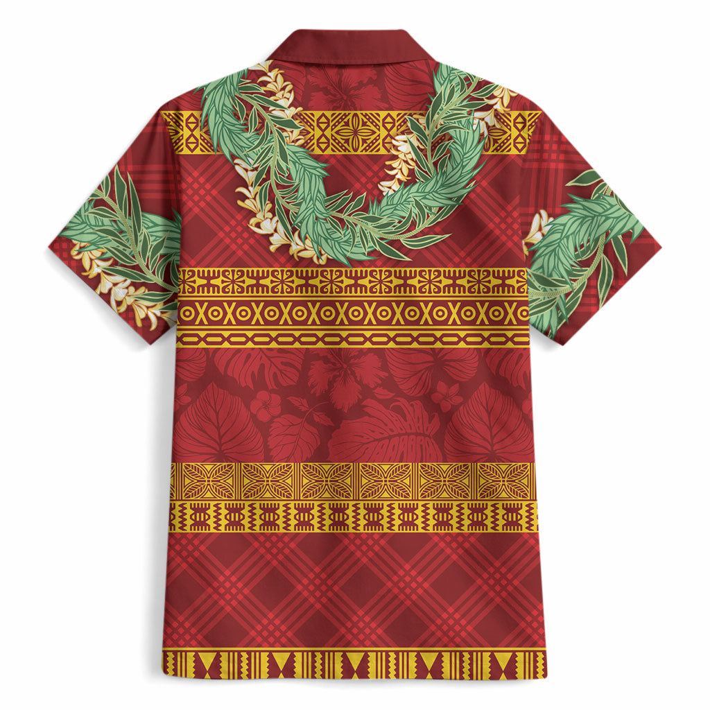 Hawai'i Paniolo Maile Twisted Lei Hawaiian Shirt Hilo Royal Red