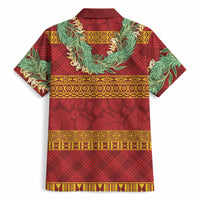 Hawai'i Paniolo Maile Twisted Lei Hawaiian Shirt Hilo Royal Red
