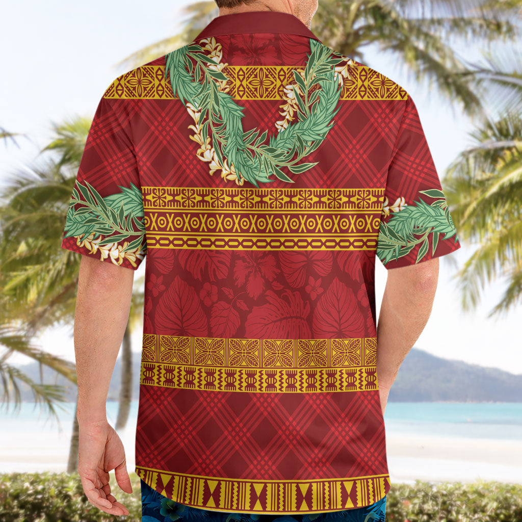 Hawai'i Paniolo Maile Twisted Lei Hawaiian Shirt Hilo Royal Red