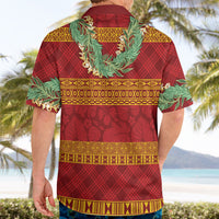 Hawai'i Paniolo Maile Twisted Lei Hawaiian Shirt Hilo Royal Red