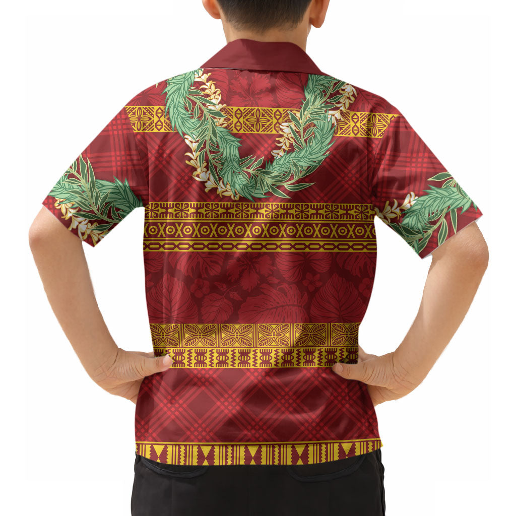 Hawai'i Paniolo Maile Twisted Lei Hawaiian Shirt Hilo Royal Red