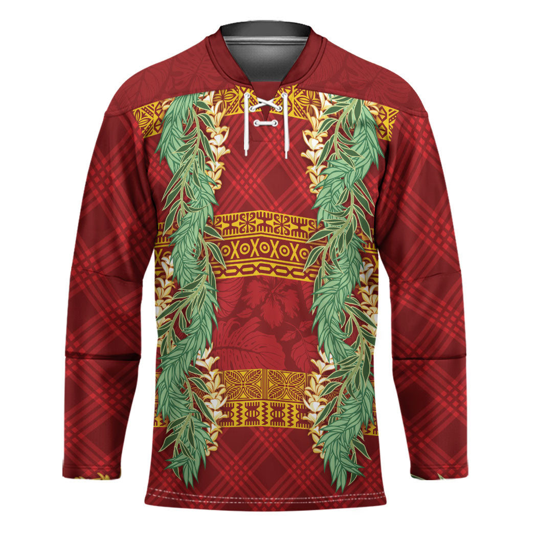 Hawai'i Paniolo Maile Twisted Lei Hockey Jersey Hilo Royal Red
