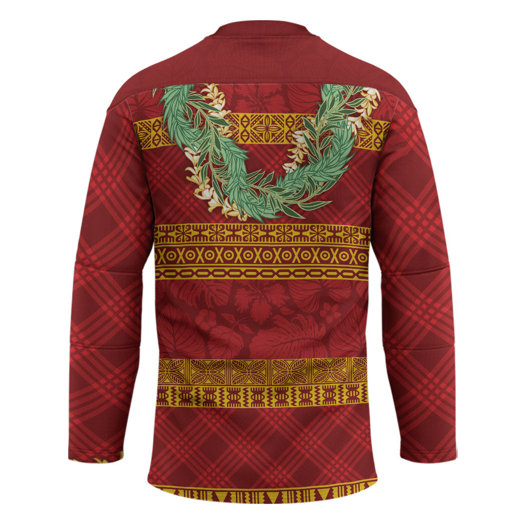 Hawai'i Paniolo Maile Twisted Lei Hockey Jersey Hilo Royal Red