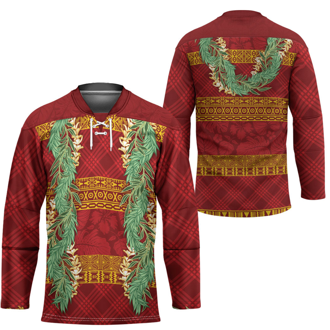 Hawai'i Paniolo Maile Twisted Lei Hockey Jersey Hilo Royal Red