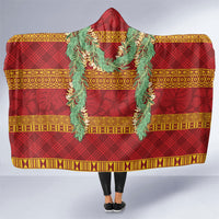 Hawai'i Paniolo Maile Twisted Lei Hooded Blanket Hilo Royal Red LT7 One Size Red - Polynesian Pride