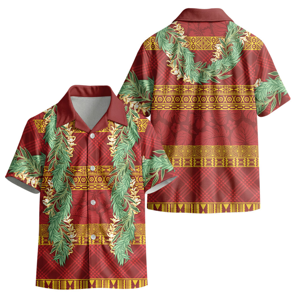 Hawai'i Paniolo Maile Twisted Lei Kid Hawaiian Shirt Hilo Royal Red