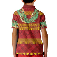 Hawai'i Paniolo Maile Twisted Lei Kid Polo Shirt Hilo Royal Red