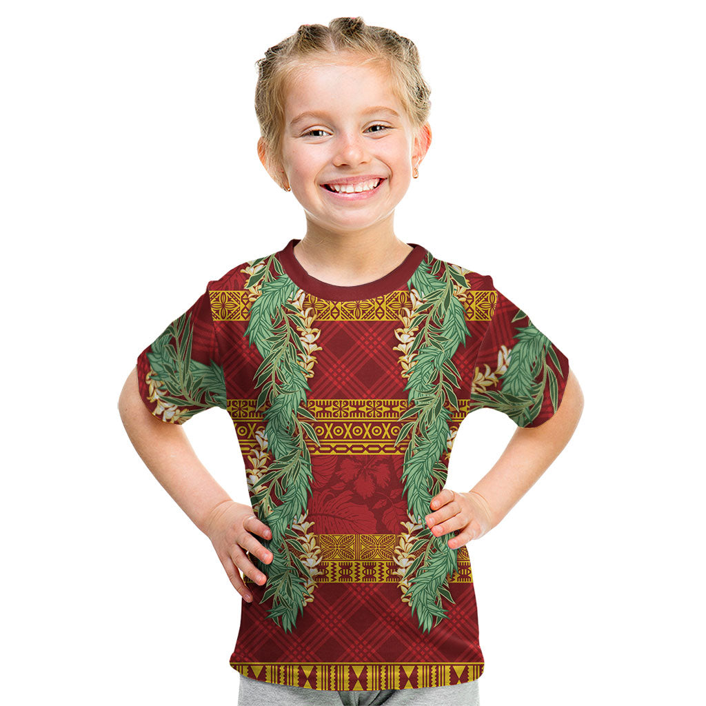 Hawai'i Paniolo Maile Twisted Lei Kid T Shirt Hilo Royal Red