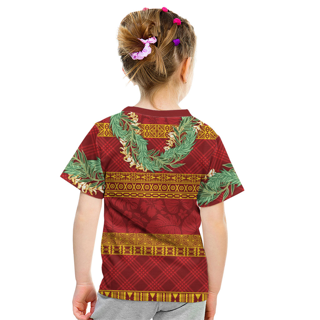 Hawai'i Paniolo Maile Twisted Lei Kid T Shirt Hilo Royal Red