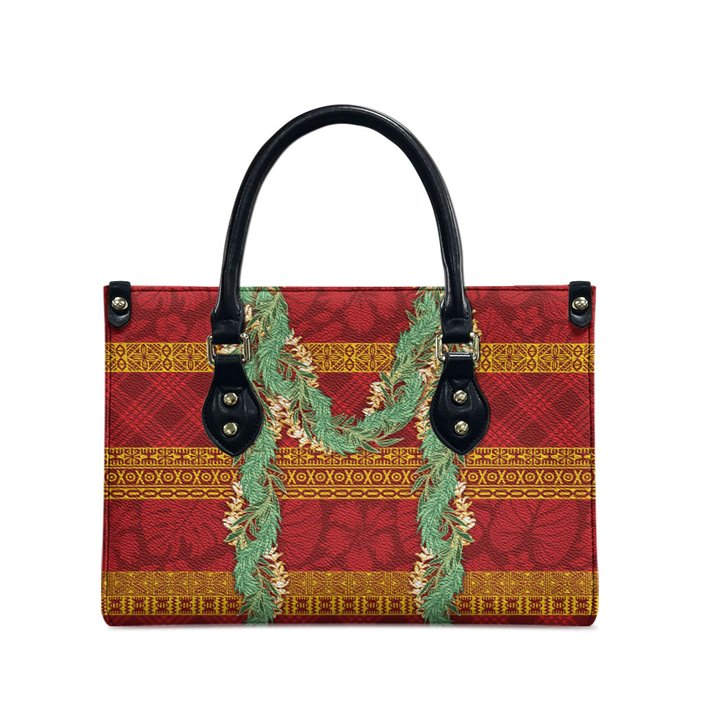 Hawai'i Paniolo Maile Twisted Lei Leather Bag Hilo Royal Red