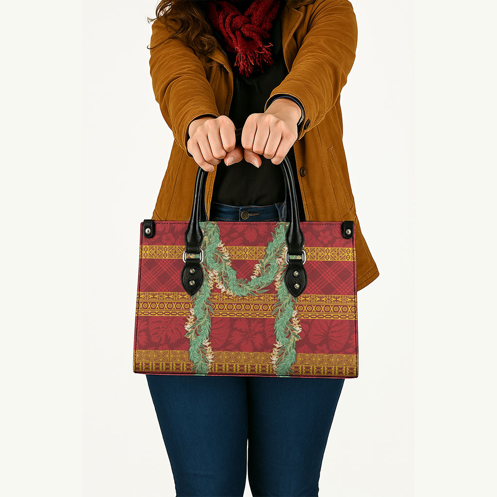 Hawai'i Paniolo Maile Twisted Lei Leather Bag Hilo Royal Red