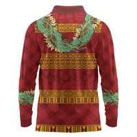 Hawai'i Paniolo Maile Twisted Lei Long Sleeve Polo Shirt Hilo Royal Red