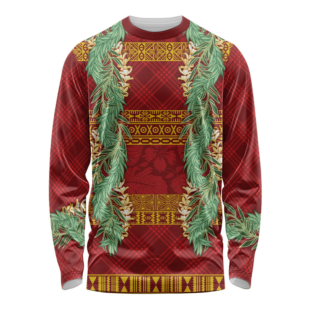 Hawai'i Paniolo Maile Twisted Lei Long Sleeve Shirt Hilo Royal Red
