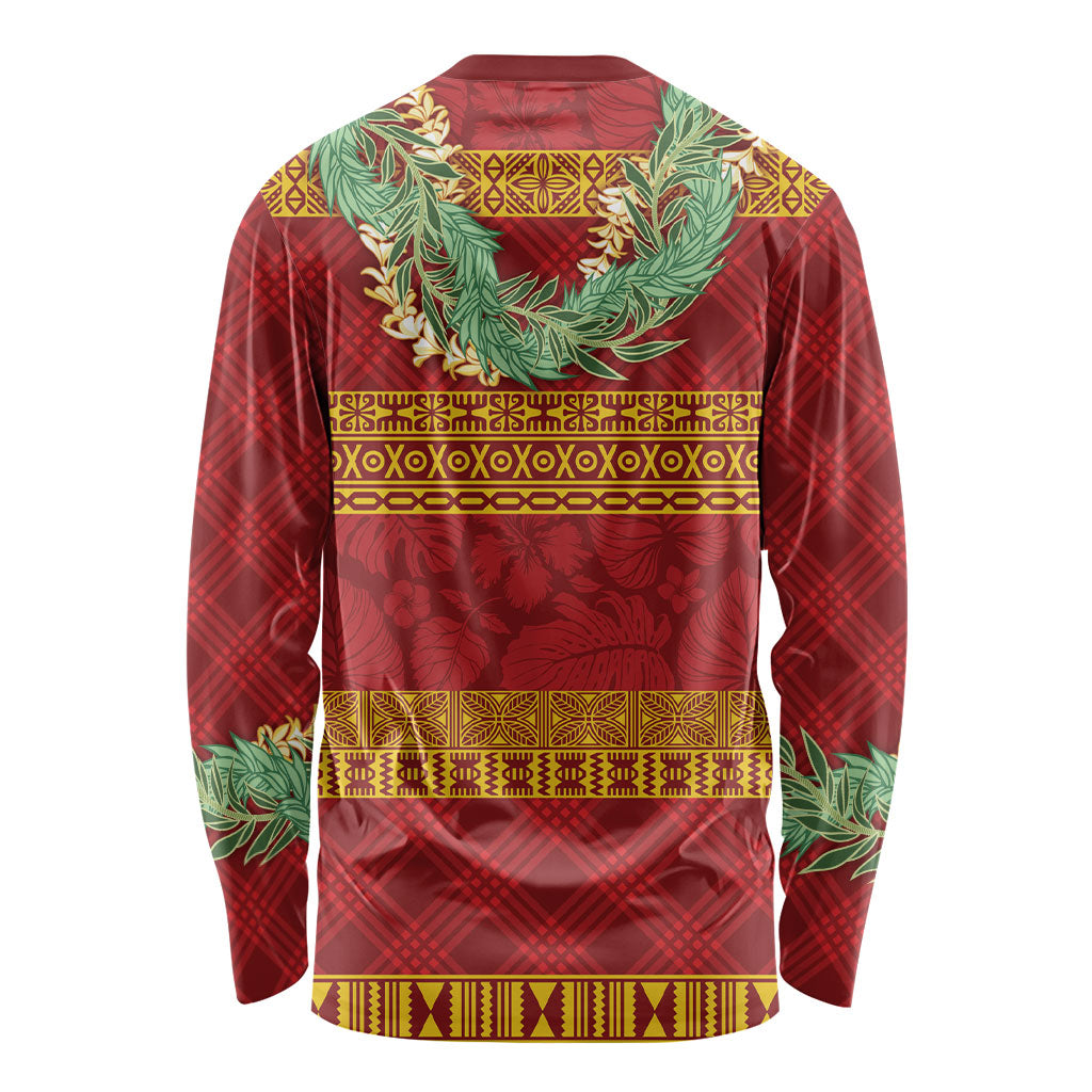 Hawai'i Paniolo Maile Twisted Lei Long Sleeve Shirt Hilo Royal Red