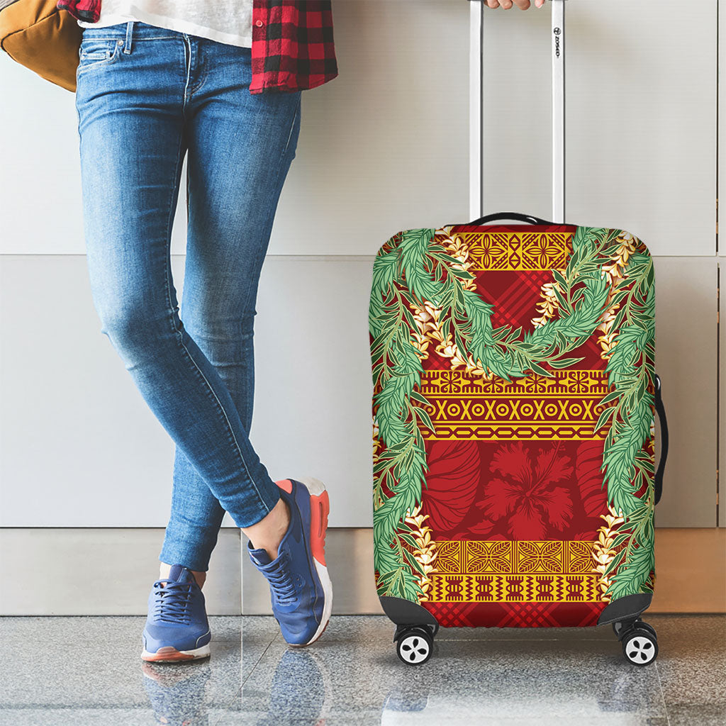 Hawai'i Paniolo Maile Twisted Lei Luggage Cover Hilo Royal Red