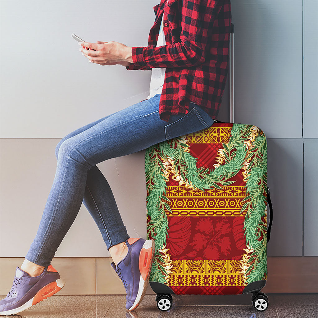 Hawai'i Paniolo Maile Twisted Lei Luggage Cover Hilo Royal Red