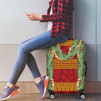 Hawai'i Paniolo Maile Twisted Lei Luggage Cover Hilo Royal Red