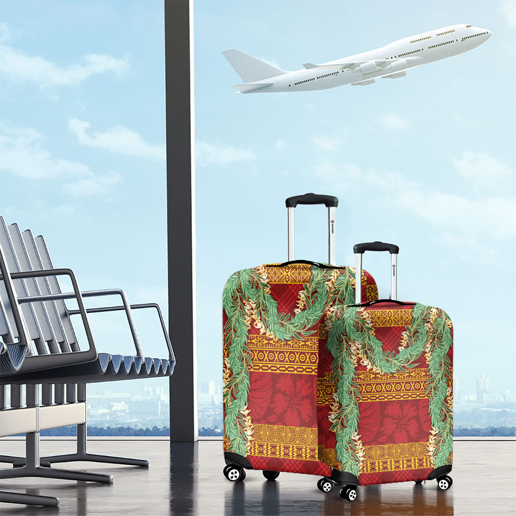 Hawai'i Paniolo Maile Twisted Lei Luggage Cover Hilo Royal Red