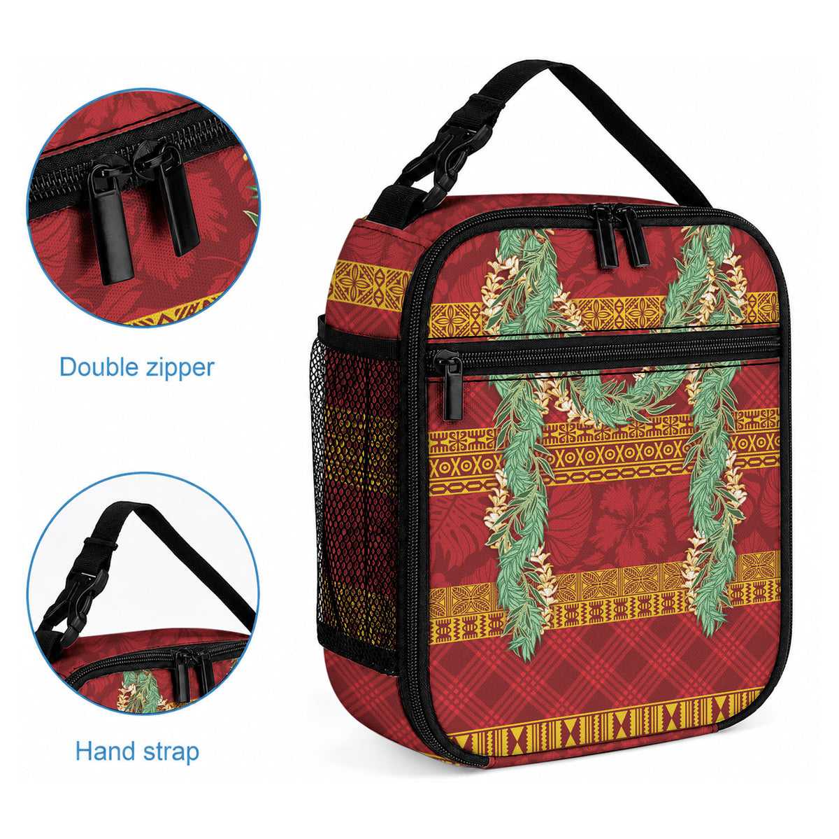 Hawai'i Paniolo Maile Twisted Lei Lunch Bag Hilo Royal Red