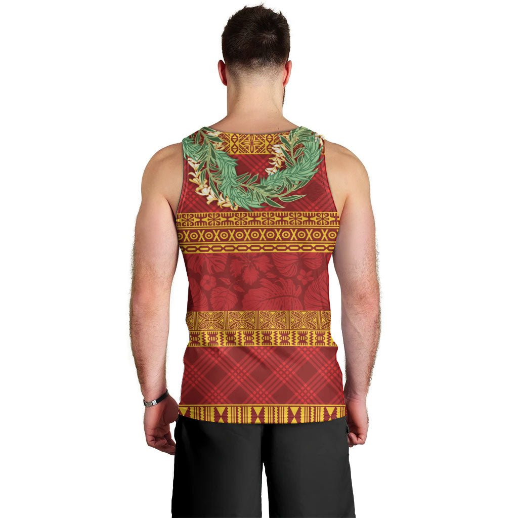 Hawai'i Paniolo Maile Twisted Lei Men Tank Top Hilo Royal Red LT7 - Polynesian Pride