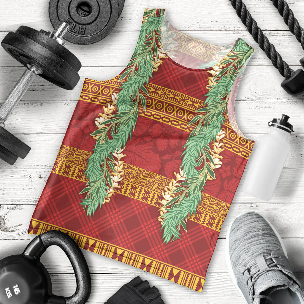 Hawai'i Paniolo Maile Twisted Lei Men Tank Top Hilo Royal Red LT7 - Polynesian Pride