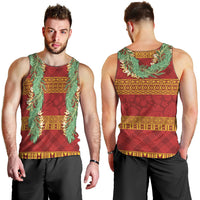 Hawai'i Paniolo Maile Twisted Lei Men Tank Top Hilo Royal Red LT7 - Polynesian Pride