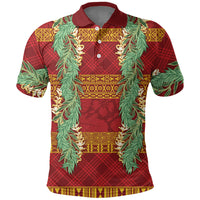 Hawai'i Paniolo Maile Twisted Lei Polo Shirt Hilo Royal Red