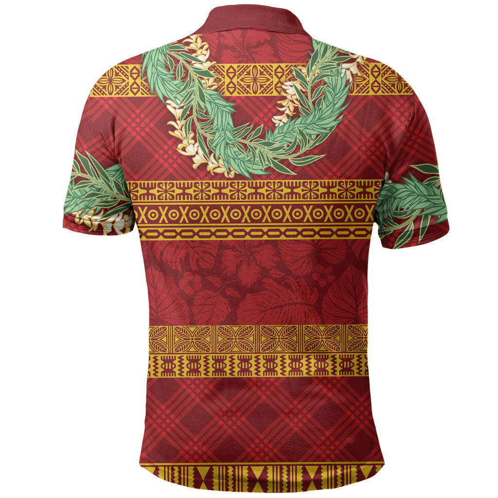 Hawai'i Paniolo Maile Twisted Lei Polo Shirt Hilo Royal Red
