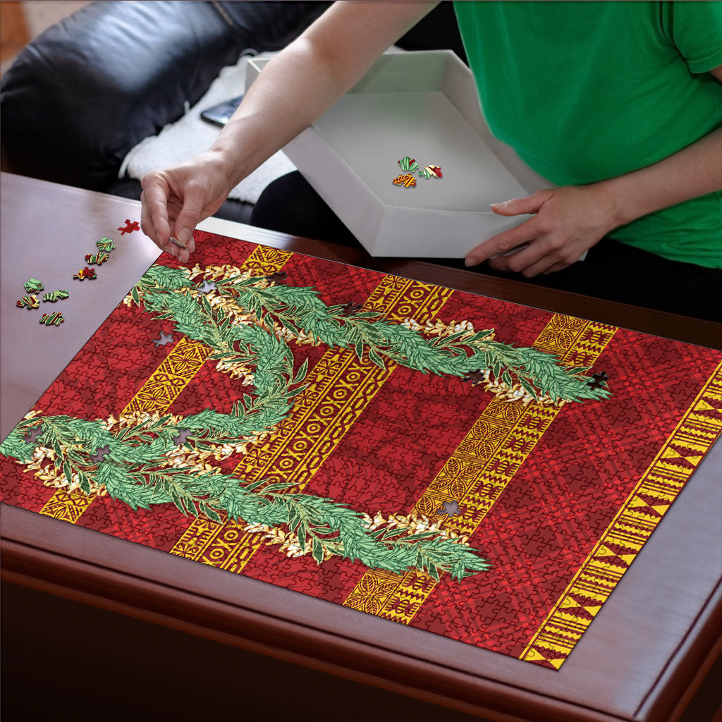 Hawai'i Paniolo Maile Twisted Lei Puzzle Hilo Royal Red