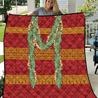 Hawai'i Paniolo Maile Twisted Lei Quilt Hilo Royal Red