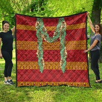 Hawai'i Paniolo Maile Twisted Lei Quilt Hilo Royal Red