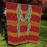 Hawai'i Paniolo Maile Twisted Lei Quilt Hilo Royal Red