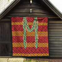 Hawai'i Paniolo Maile Twisted Lei Quilt Hilo Royal Red