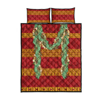 Hawai'i Paniolo Maile Twisted Lei Quilt Bed Set Hilo Royal Red