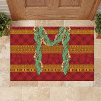 Hawai'i Paniolo Maile Twisted Lei Rubber Doormat Hilo Royal Red