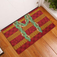 Hawai'i Paniolo Maile Twisted Lei Rubber Doormat Hilo Royal Red