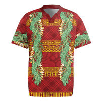 Hawai'i Paniolo Maile Twisted Lei Rugby Jersey Hilo Royal Red LT7 Red - Polynesian Pride