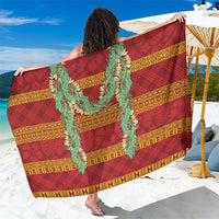 Hawai'i Paniolo Maile Twisted Lei Sarong Hilo Royal Red