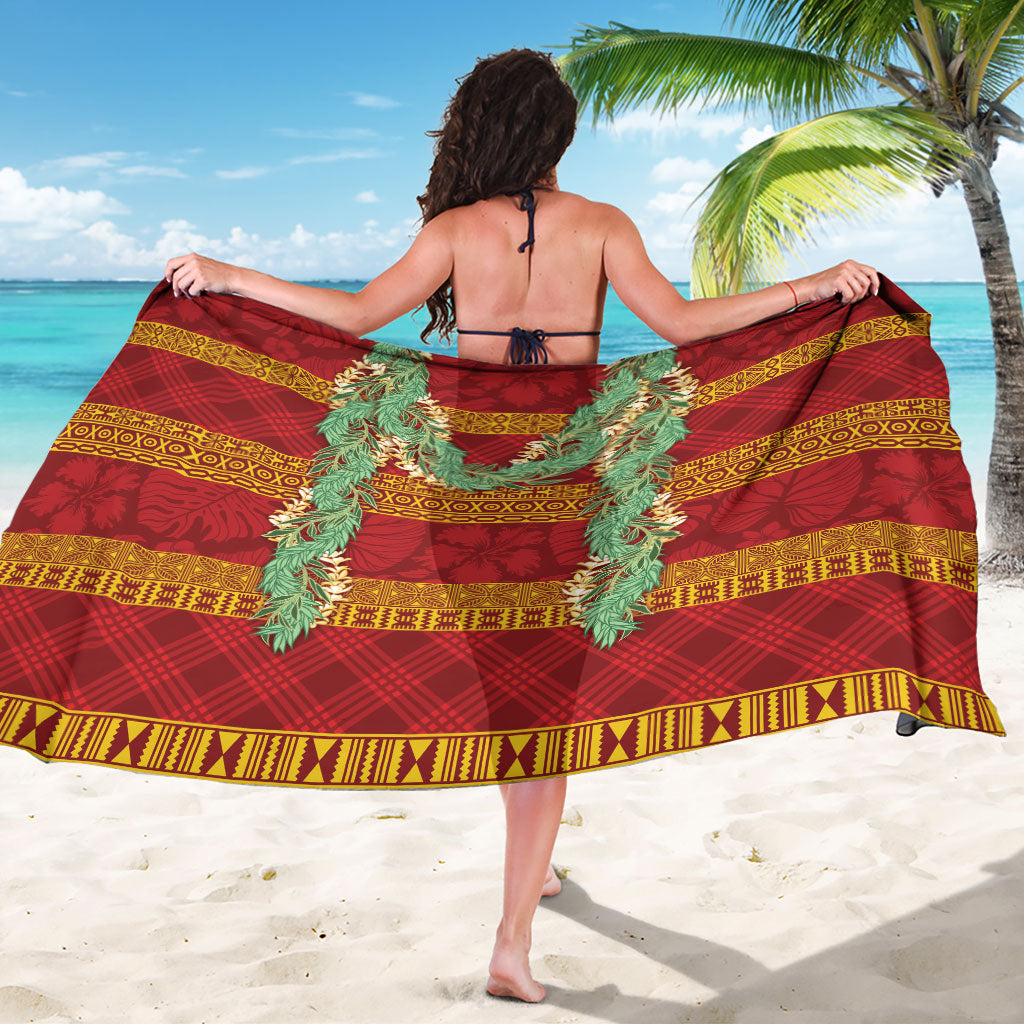 Hawai'i Paniolo Maile Twisted Lei Sarong Hilo Royal Red