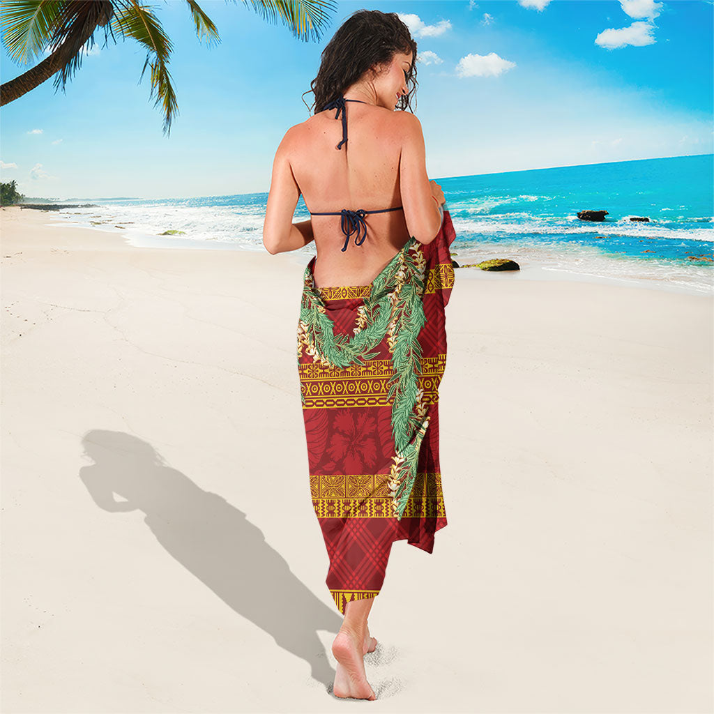 Hawai'i Paniolo Maile Twisted Lei Sarong Hilo Royal Red