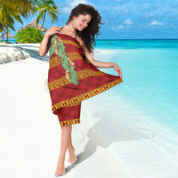 Hawai'i Paniolo Maile Twisted Lei Sarong Hilo Royal Red